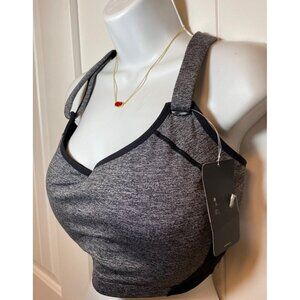 SYROKAN Gray &‎ Black Sports Bra Size 40F, Racerback, NWT